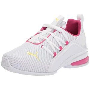 Big Girl's Puma Axelion Mesh Shoes - White & Beetroot - 5.5C - NIB